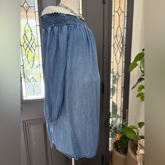 Isabel Maternity Soft Lightweight Chambray Pregnancy Dress On/Off Shoulder XL - Picture 4 of 9